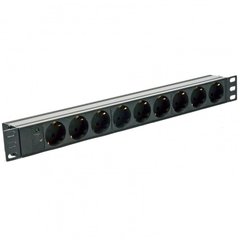 Network filter 19" with 9 sockets, C14 connector, without cord, Kingda KD-GER(16)N1009WKPB19A-C14