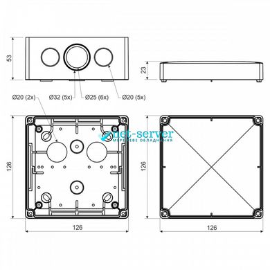 Distribution box with anti-vandal cover 126x126x76 mm PVC, gray, KOPOS KSK 125_KA