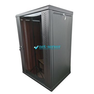 Фото Шафа настінна 19", 18U, Ш600 х Г600 х В907, розбірний, скло, чорний ES-Е1860B &ndash; купити з доставкою по Україні в інтернет-магазині Net-server