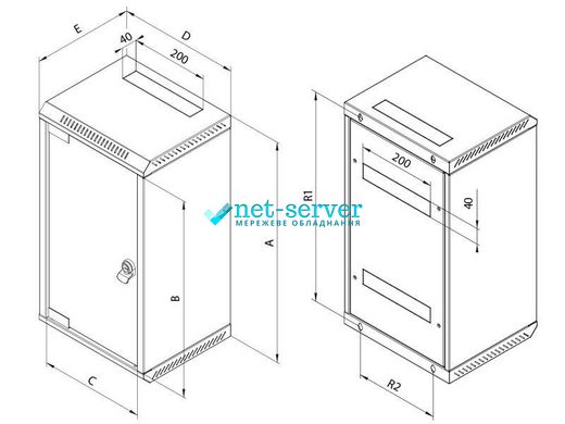 Wall-mounted server cabinet 19", 5U, 310x557x260mm (H*W*D), assembled, gray, Triton RKA-19-AS3-CAX-C1