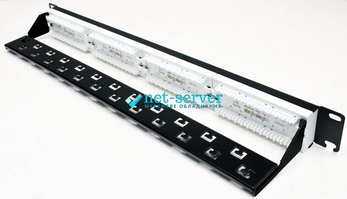 Network patch panel 19", 24 ports, 1U, cat.6A, UTP, Electronical LW-PP74