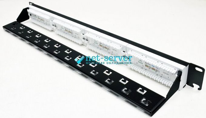 Фото Мережева патч-панель 19", 24 порти, 1U, cat.6A, UTP, Electronical LW-PP74 &ndash; купити з доставкою по Україні в інтернет-магазині Net-server