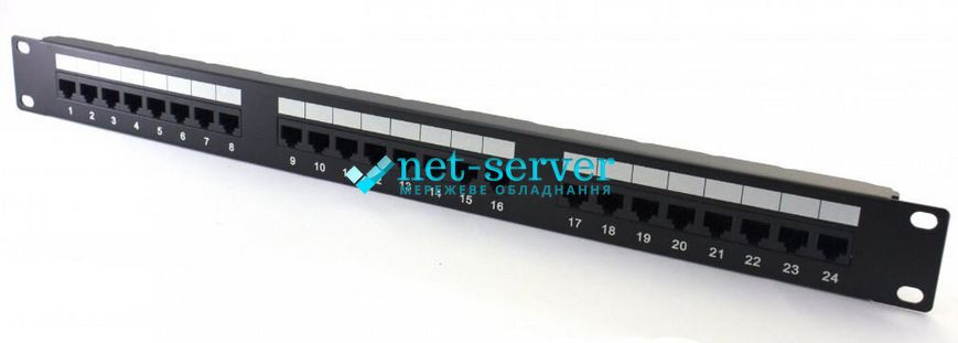 Network patch panel 19", 24 ports, 1U, cat.5e, UTP Hypernet PP-KUTP24