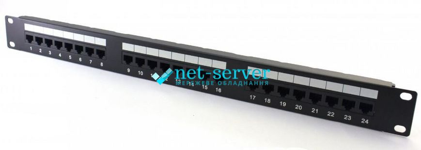 Сетевая патч-панель 19", 24 порта, 1U, cat.5e, UTP Hypernet PP-KUTP24