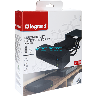 Photo of Corner TV extension 4x (2K+Z and 2K) 16 A sockets with 2 m cable, black, Legrand 694515 &ndash; buy online with delivery across Ukraine at Net-server