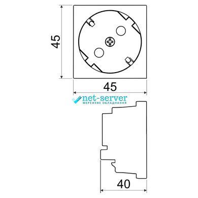 Фото Модульна розетка 250V, із заземленням, без шторок 45x45х40 біла Kopos QS 45X45_HB &ndash; купити з доставкою по Україні в інтернет-магазині Net-server
