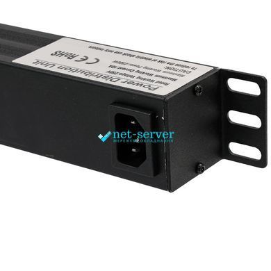 Photo of Network filter 19" with 8 sockets, C13 connector, without cord, Kingda KD-IEC1008WKPB19A-C14 &ndash; buy online with delivery across Ukraine at Net-server