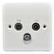 Antenna socket, TV/FM/SAT, 86x86 mm, Logic Plus, white, MK K3553 WHI