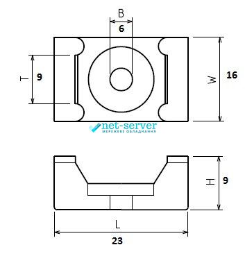 Tie base with screw hole, 22 x 15 mm, 100 pcs, Kingda, HC-2Z