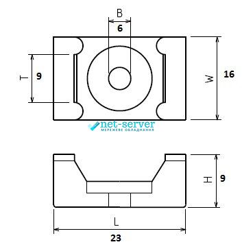 Tie base with screw hole, 22 x 15 mm, 100 pcs, Kingda, INCT-HC-2-WH