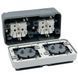 Розетка зовнішня подвійна Schuko Hager W.1, горизонтальна, IP55, 16A 250V, сіра, з кришкою, 47843515