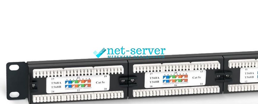 Network patch panel 19", 24 ports (6*4), 1U, cat.5e, UTP, Hypernet PP-KUTP24-LC