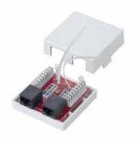 External socket 2xRJ45, UTP, cat.6, PCB Type, Dual Type IDC, color white 166211211