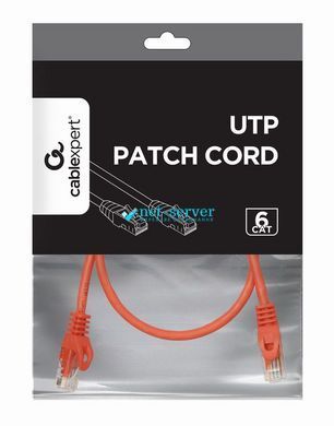 Фото Патч-корд сетевой UTP Cat 6 Cablexpert PP6U-10M/R, 10м, красный, RJ45-RJ45, литой, 50u &ndash; купить с доставкой по Украине в интернет-магазине Net-server