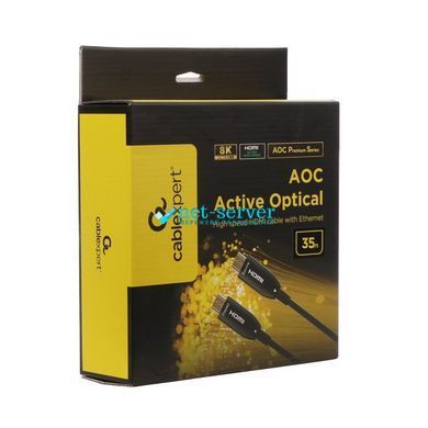Фото Кабель оптический (AOC) HDMI V.2.1, 8К 60Гц/4К 144Гц, позолоченные коннекторы, 35 м Cablexpert CCBP-HDMI8K-AOC-35M-EU &ndash; купить с доставкой по Украине в интернет-магазине Net-server