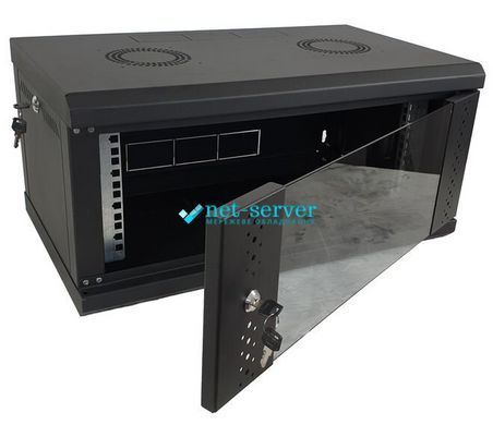 Photo of Wall cabinet 19", 4U, W600xD350xH284, collapsible, economy, glass, black ES-E435B &ndash; buy online with delivery across Ukraine at Net-server