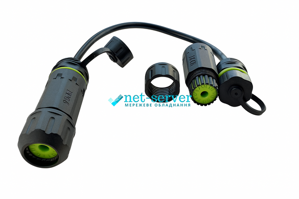 Фото Водонепроницаемый разъём RJ45 CAT6A IP68 для панельного крепления с кабелем 250мм &mdash; Ethernet коннектор для улицы, камер, сетевого оборудования &ndash; купить с доставкой по Украине в интернет-магазине Net-server