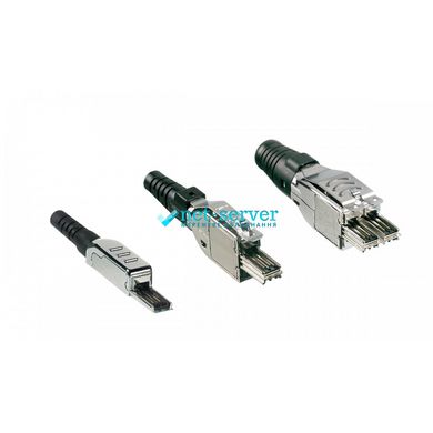 Network connector RJ45, FutureCom S1200 cat.7A, 2 pairs, for solid core AWG 24-22 silver Corning CAXFSS-00100-C002
