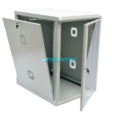 Шкаф серверный настенный 19", 18U, 907х600х800мм (В*Ш*Г), разборной, серый, UA-MGSWA188G