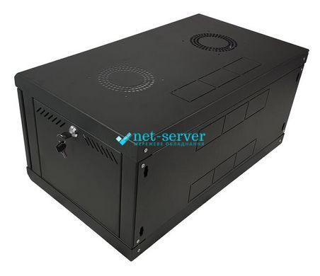 Фото Шафа настінна 19", 6U, Ш600хГ350хВ370, розбірний, економ, скло, чорна ES-Е635B &ndash; купити з доставкою по Україні в інтернет-магазині Net-server