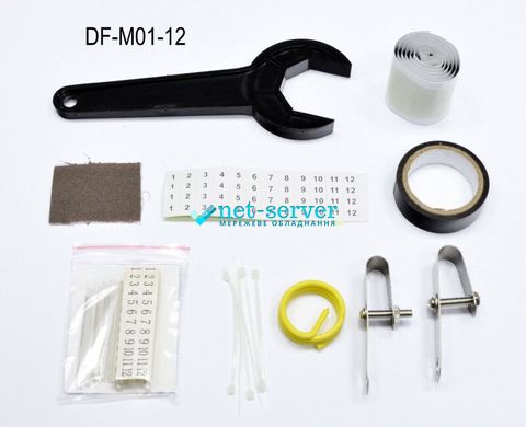 Universal sleeve, 2 mechanical cable inputs, 1 splice cassette, 12 splice protectors Orient DF-M01-12