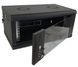 Шафа настінна 19", 6U, Ш600хГ350хВ370, розбірний, економ, скло, чорна ES-Е635B