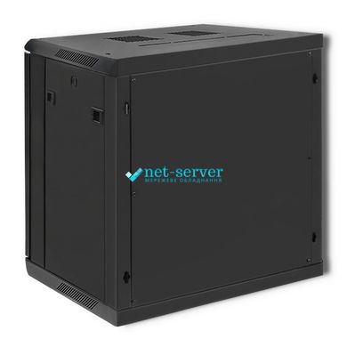 Шафа серверна настінна 19" 12U, 635х600х450мм (В*Ш*Г) чорна Qoltec Q.RACK012U45