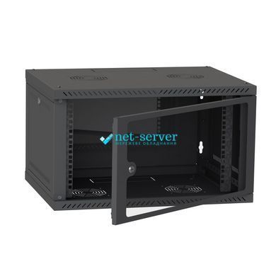 Photo of Server cabinet IP 19" 6U 600x450 collapsible, tempered glass, black &ndash; buy online with delivery across Ukraine at Net-server