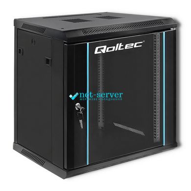 Шкаф серверный настенный 19" 12U, 635х600х450мм (В*Ш*Г) черный Qoltec Q.RACK012U45