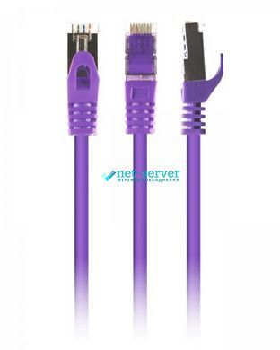 Photo of Copper patch cord S/FTP Cat.6A 0.25 m, molded 50u plug with latch, LSZH, фіолетовий &mdash; Cablexpert pp6a-lszhcu-v-30m &ndash; buy online with delivery across Ukraine at Net-server
