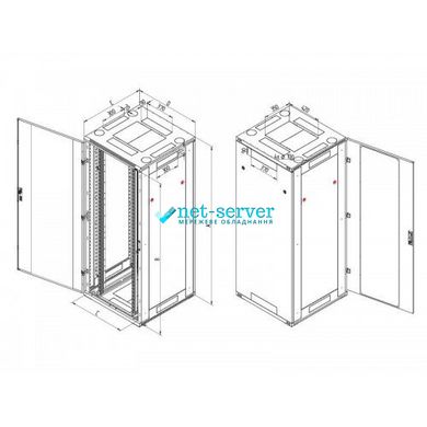 Server floor cabinet 19" 47U, 2200x600x600mm (H*W*D) Triton RTA-47-A66-CAX-A1