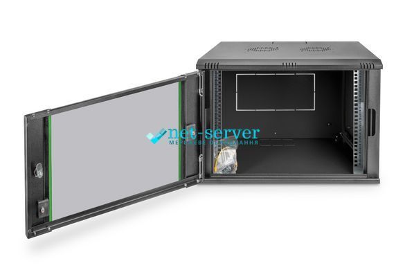 Фото Шафа серверна настінна 19", 9U, 505х600х450мм (В*Ш*Г), розбірна, чорна, Digitus DN-1909-U-EC-SW &ndash; купити з доставкою по Україні в інтернет-магазині Net-server