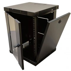Шкаф серверный настенный 10", 8U, 425х320х300мм (В*Ш*Г), разборной, черный, UA-ШТК-8U-BK