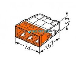 Terminal for 3 solid wires, diameter 0.5 - 2.5 mm2, 24A, WAGO 2273-203