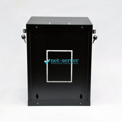 Шкаф серверный настенный 10", 8U, 425х320х300мм (В*Ш*Г), разборной, черный, UA-ШТК-8U-BK