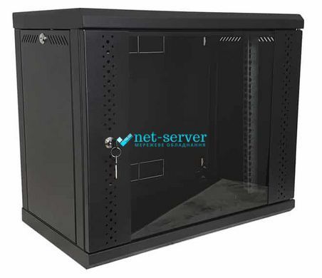 Photo of Wall cabinet 19", 9U, W600xD350xH503, collapsible, economy, glass, black ES-E935B &ndash; buy online with delivery across Ukraine at Net-server
