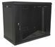 Wall cabinet 19", 9U, W600xD350xH503, collapsible, economy, glass, black ES-E935B