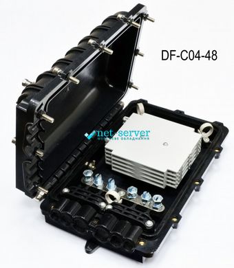 Муфта універсальна, 6 механічних кабельних введення, 4 сплайс-касети, 48 сплайс-протекторів Orient DF-C04-48