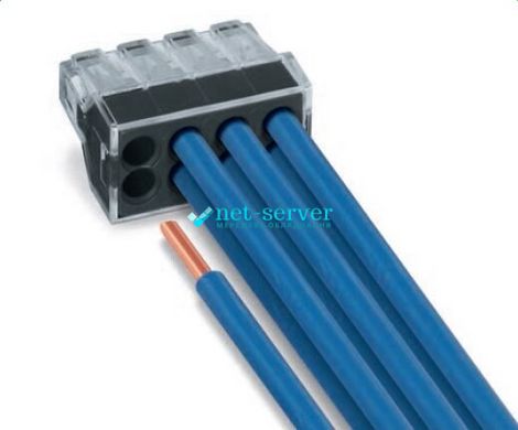 Terminal for 4 solid wires with gel, diameter 0.5 - 2.5 mm2, 24A, WAGO 2273-244