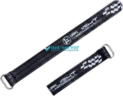 Стяжка-липучка шкіряна для акумулятора Lipo-батареї 400x20 мм, багаторазовий, з металевим кільцем чорний iFlight UA400V20HGF