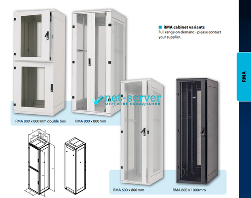 Server floor cabinet 19" 42U, 1970x800x800mm (H*W*D) Triton, RMA-42-A88-CAX-A1