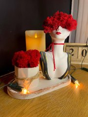Flowerpot Bust girl set with stand red