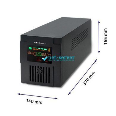 Джерела безперебійного живлення (ДБЖ) з модифікованою синусоїдою UPS, 1000VA, 600W, tower, LCD, USB Qoltec 53953