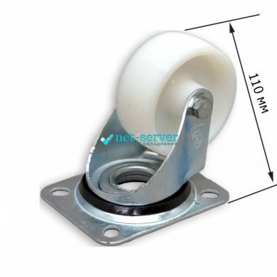 Polyamide wheels for cabinets (d80) on a platform with stopper 180 kg/wheel, 3030080CT