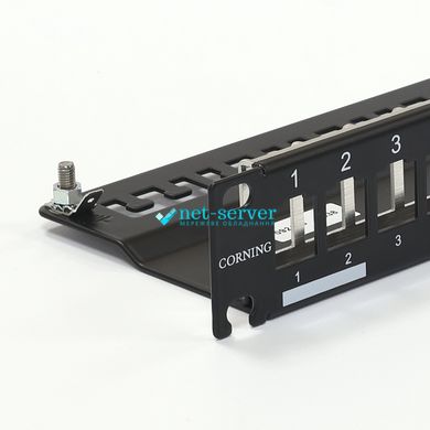 Modular patch panel 19" 24 ports, 1U, Keystone, black, Corning MAXCSV-02408-C001