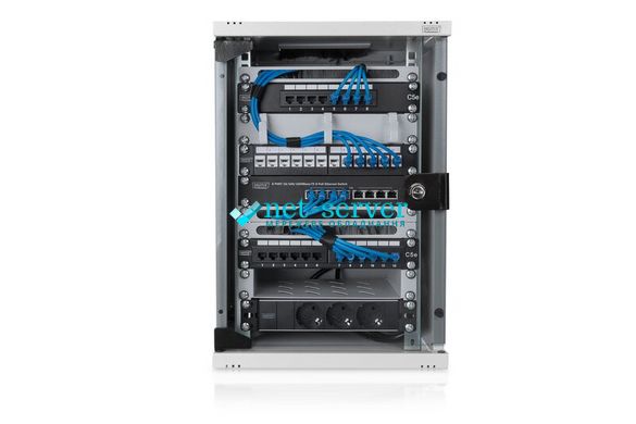 Шкаф серверный настенный 10", 9U, 464х312х300мм (В*Ш*Г), собраный, серый, DIGITUS DN-10-09U