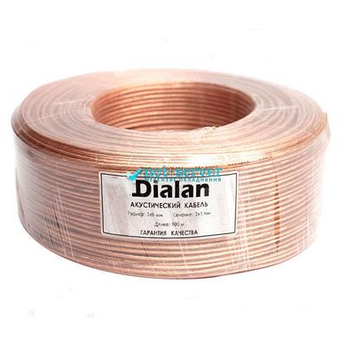 Акустический кабель CCA 2x1,00 мм прозрачный ПВХ 100 м Dialan