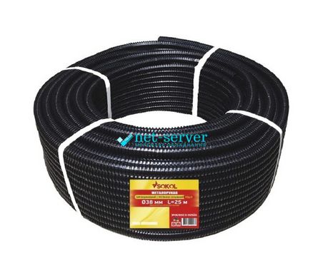 Metal hose Ø 32mm insulated black with 25m broach