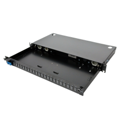 48-Port Patch Panel, 2 LC-Duplex Adapters, SM, 1U, retractable LAN1-04AE-ADPT-B