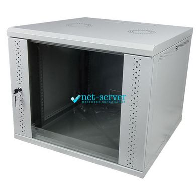 Wall cabinet 19", 12U, W600xH500xH637, collapsible, economy, glass, gray ES-E1250G